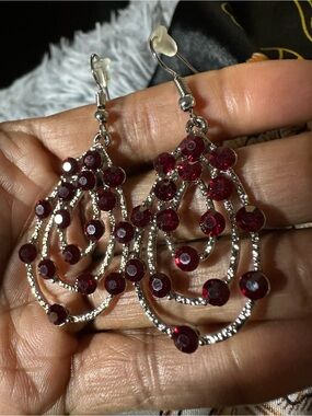 Elegant Red Crystal Drop Earrings - Women Jewelry